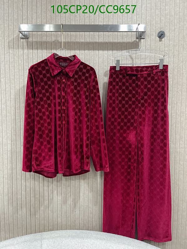 Gucci Velvet Monogram Tracksuit Set - Burgundy