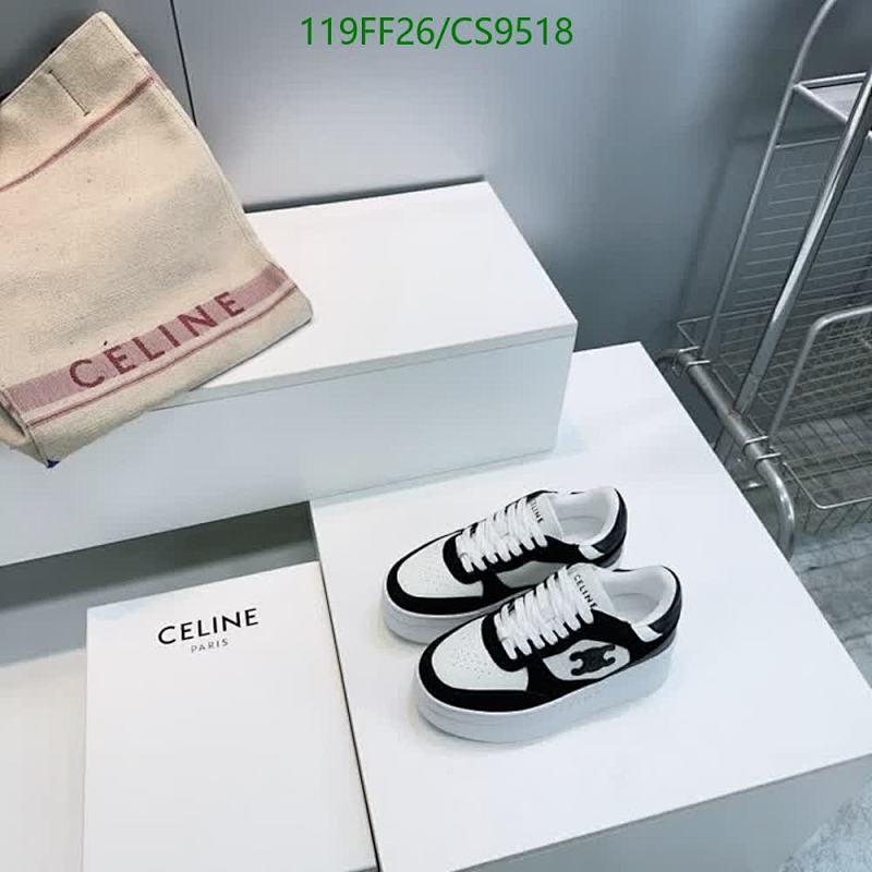 Celine Women's Black and White Leather Low-Top Sneakers