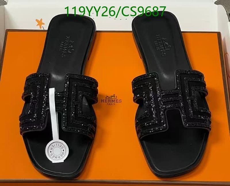 Hermes Women's Black Leather Embellished H Slide Sandals Size EU35-42