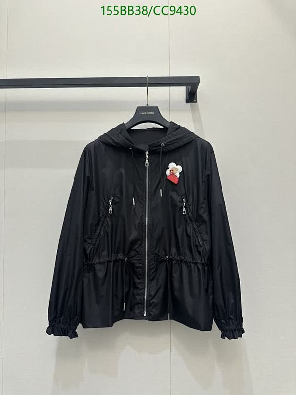 Louis Vuitton Women's Black Nylon Hooded Jacket with Floral Detail