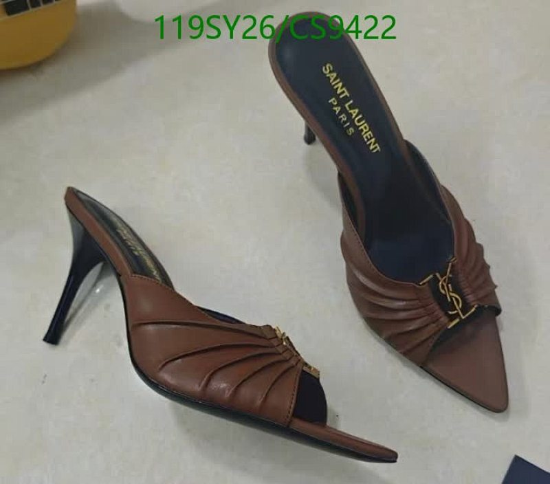 Saint Laurent Women's Brown Leather Mules with YSL Logo, 9CM Heel