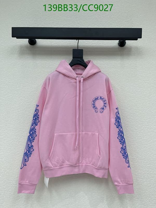 Chrome Hearts Pink Cotton Hoodie with Blue Graphic Detail
