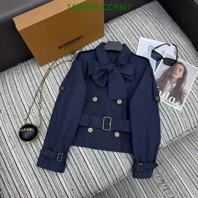 Burberry Women's Navy Blue Bow Detail Belted Jacket - Size S-L