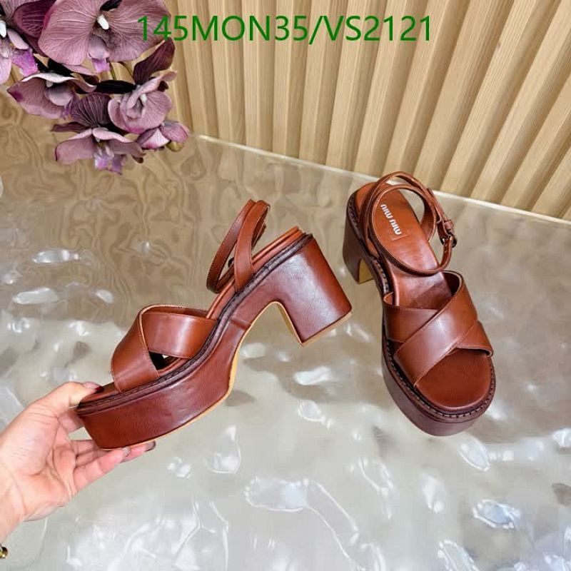 Miu Miu Women's Chunky Platform Sandals - Brown Leather Ankle Strap Heels