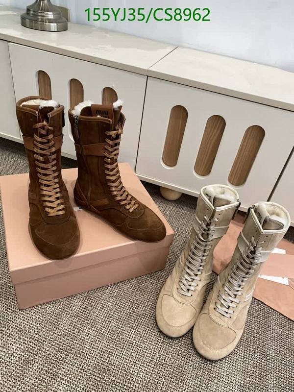 Miu Miu Women's Suede Wool Lined Lace-Up Boots - Brown & Beige