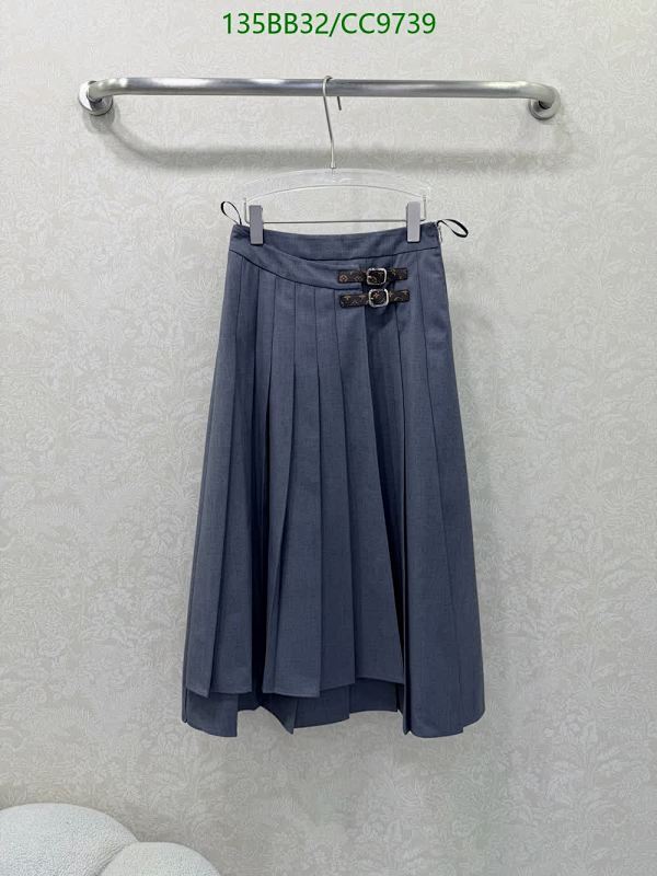 Louis Vuitton Pleated Midi Skirt with Buckle Detail