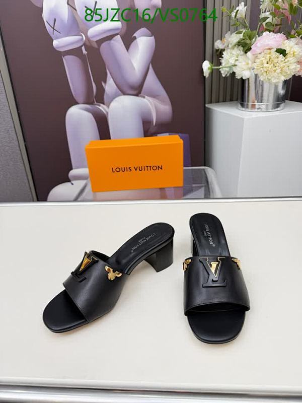 Louis Vuitton Women's Leather Heeled Mules - Elegant Black Sandals