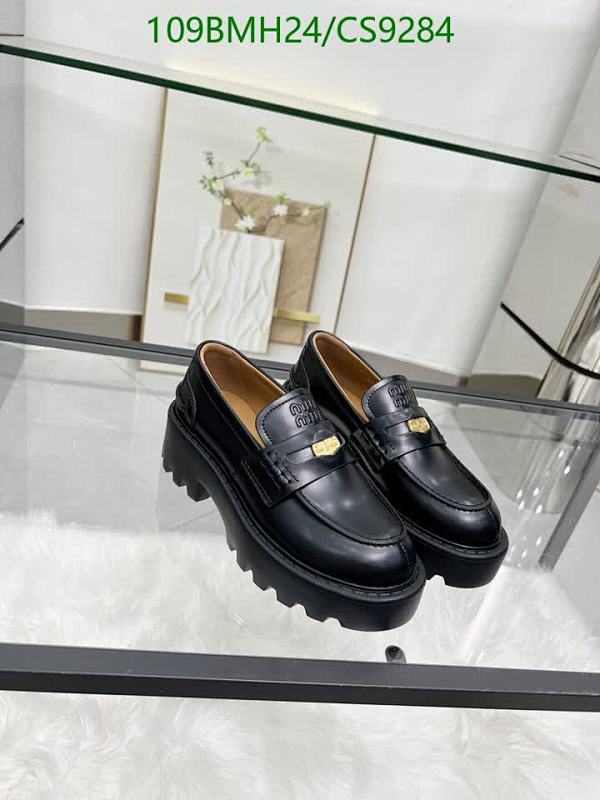 Miu Miu Women's Black Leather Platform Loafers with Beaded Embellishment