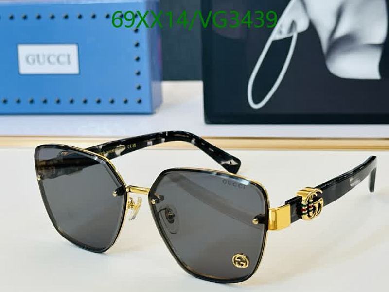 Gucci VG3439 Women's Glamorous Butterfly Sunglasses with Gold-Tone Accents