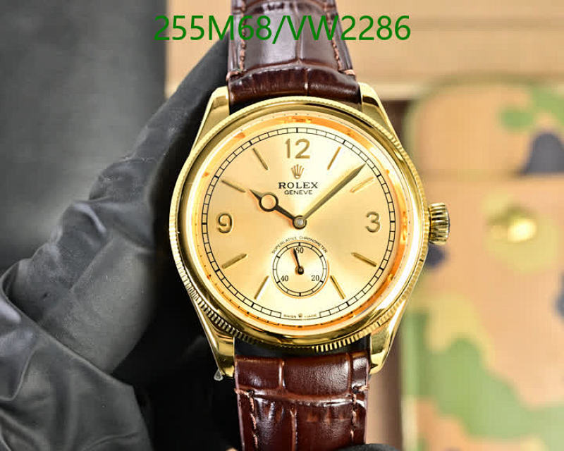 Rolex Geneve Gold Tone Automatic Watch with Brown Leather Strap, 39mm