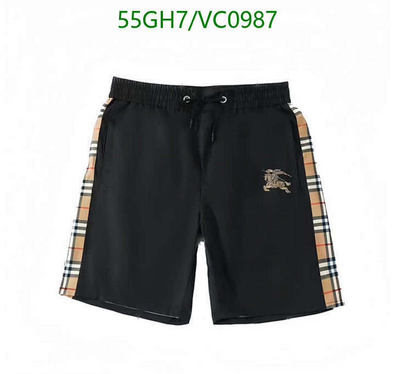 Burberry Men's Black Beach Shorts with Signature Check Side Panels