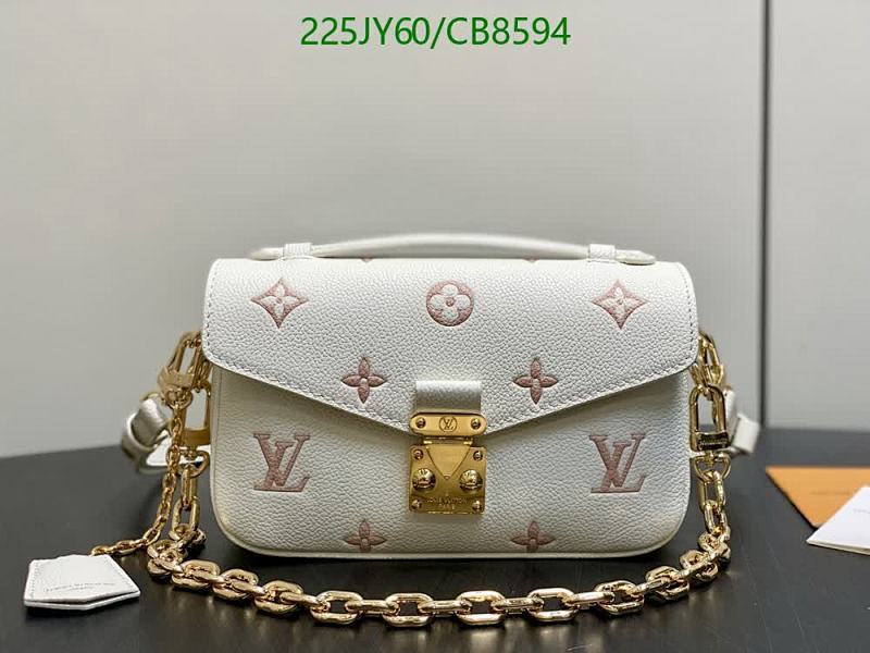 Louis Vuitton Crossbody Bag - White Genuine Leather with Gold Chain Strap