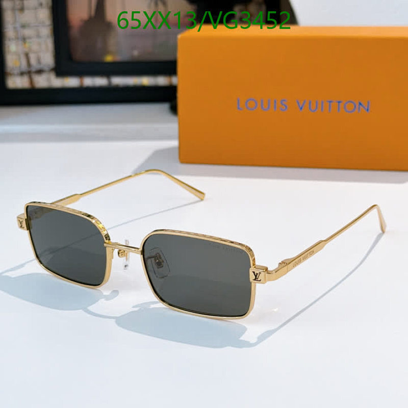 Louis Vuitton VG3452 Rectangle Sunglasses for Men & Women with Gold Frame