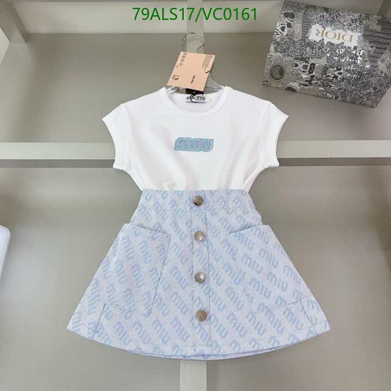Miu Miu Kids Cotton T-Shirt and Skirt Set - White/Blue