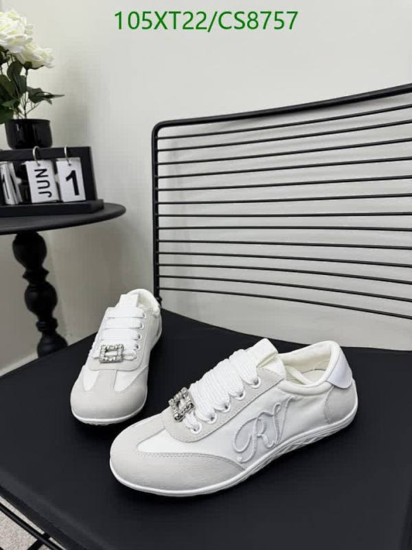 Roger Vivier Women's White & Grey Cowhide Sneakers with Buckle Detail
