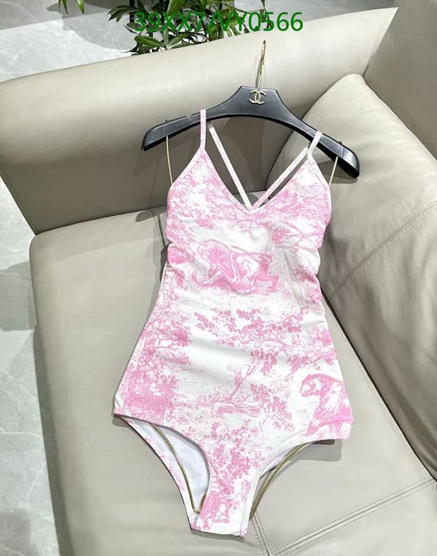 Dior Elegant Pink Toile de Jouy One-Piece Swimsuit for Women