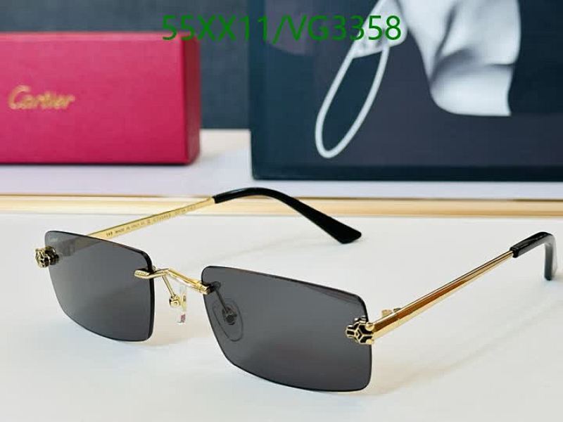 Cartier Rimless Rectangle Sunglasses for Men & Women - Classic Gold Frame VG3358