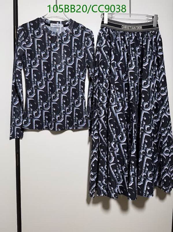 Dior Christian Dior Monogram Print Cotton Long Sleeve Top & Skirt Set