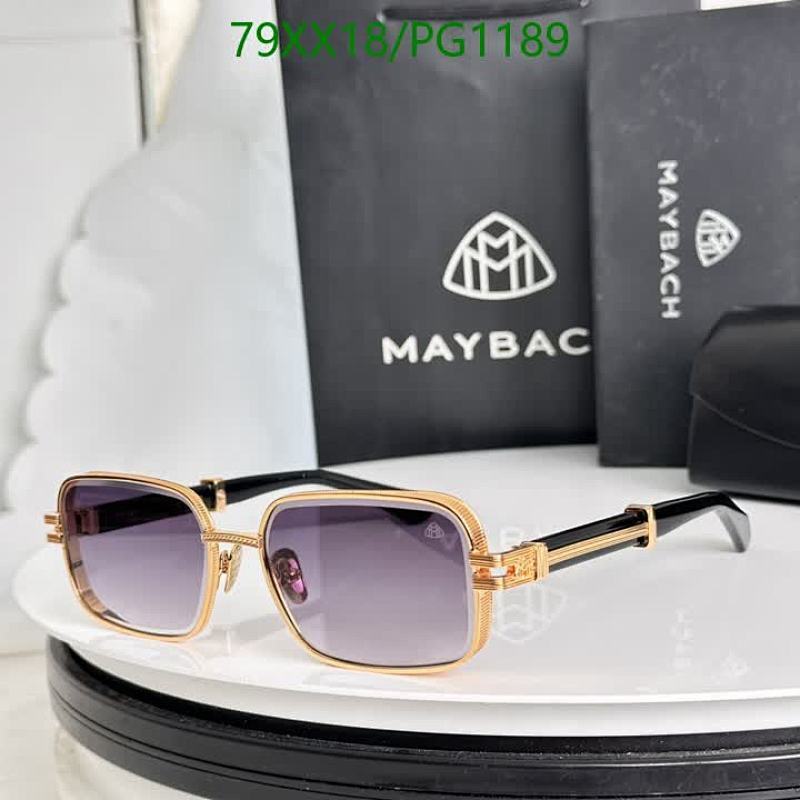 Maybach PG1189 Gold Square Sunglasses with Purple Gradient Lenses