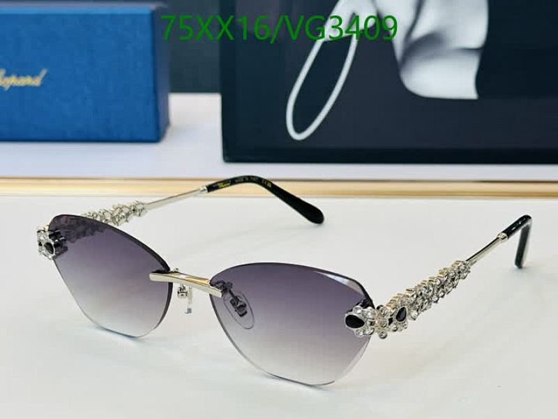 Chopard Rimless Cat Eye Sunglasses with Embellished Temples - Gradient Lenses