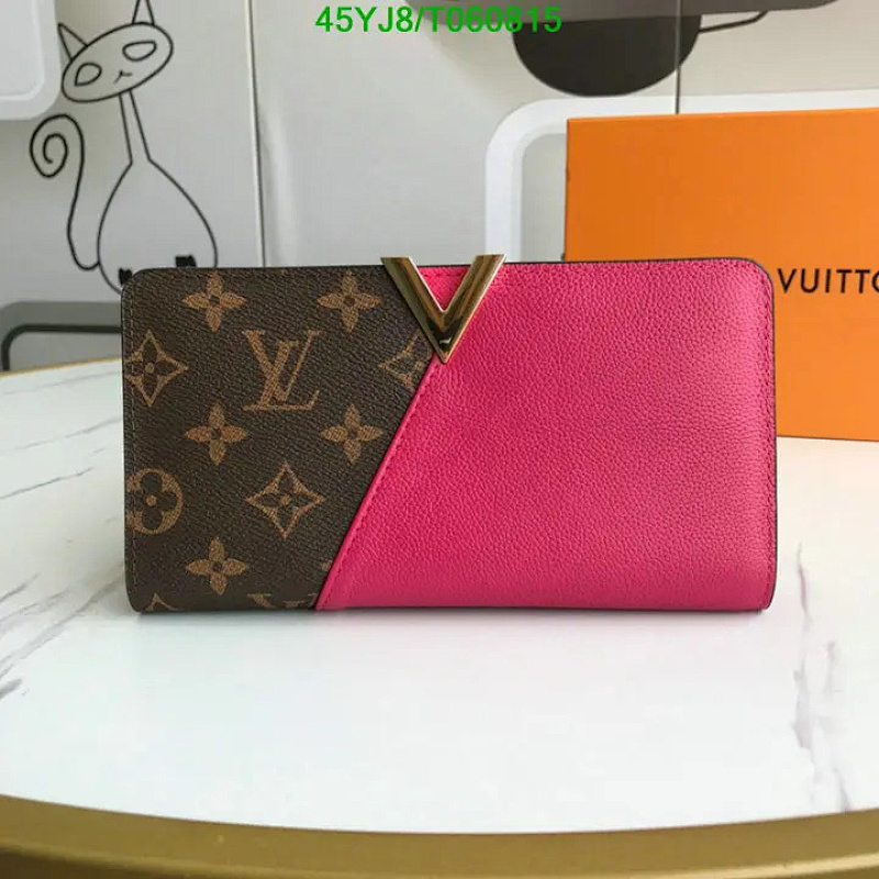 Louis Vuitton Monogram Canvas & Pink Leather V-Logo Wallet