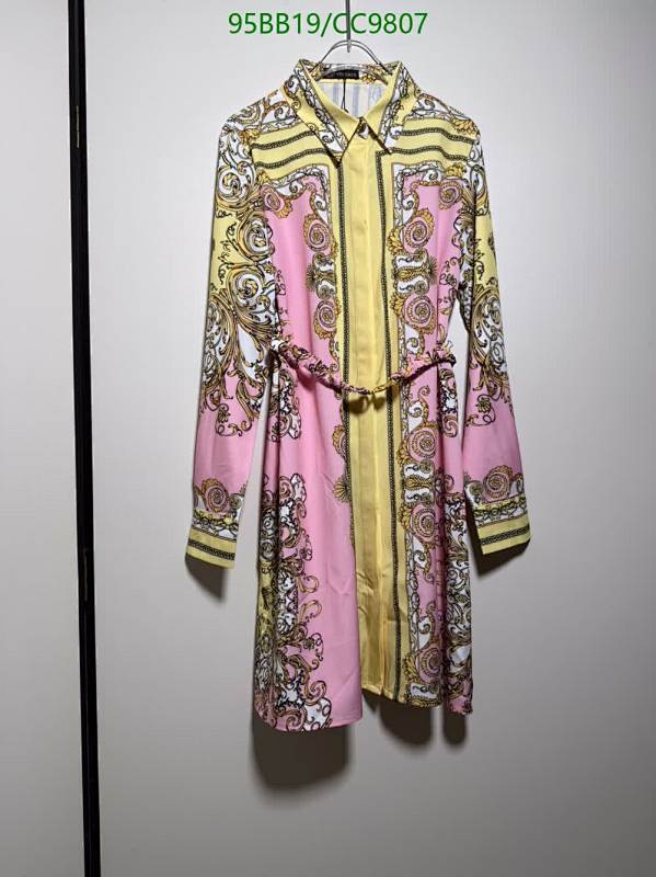 Versace Women's Long Sleeve Printed Shirt Dress with Belt