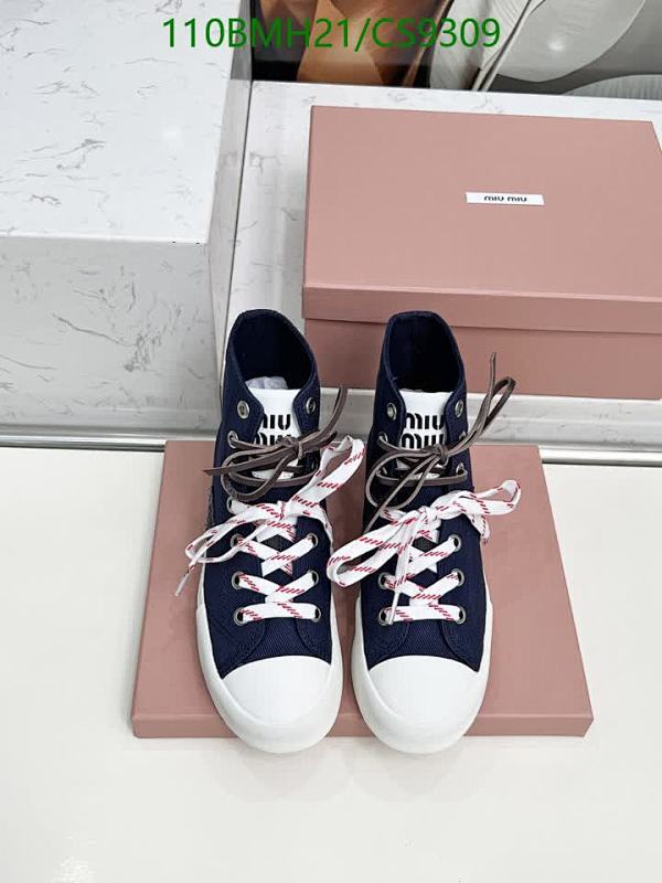 Miu Miu Women's Navy Canvas High-Top Sneakers
