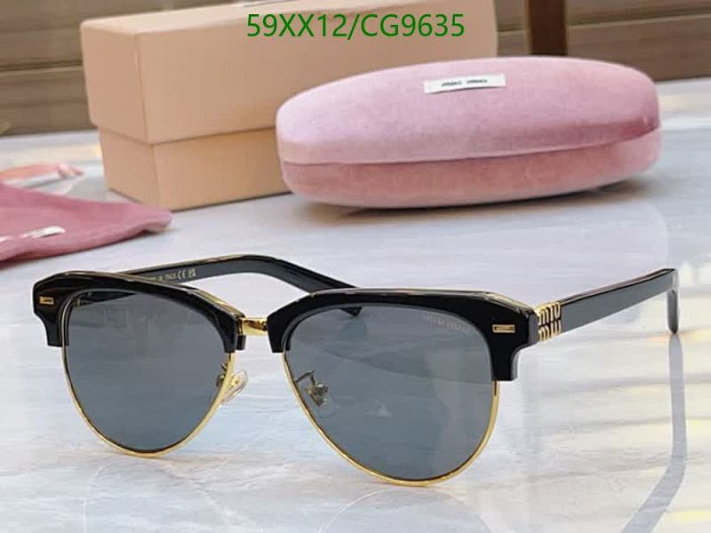 Miu Miu Sunglasses CG9635 Black & Gold Half-Rimmed Style