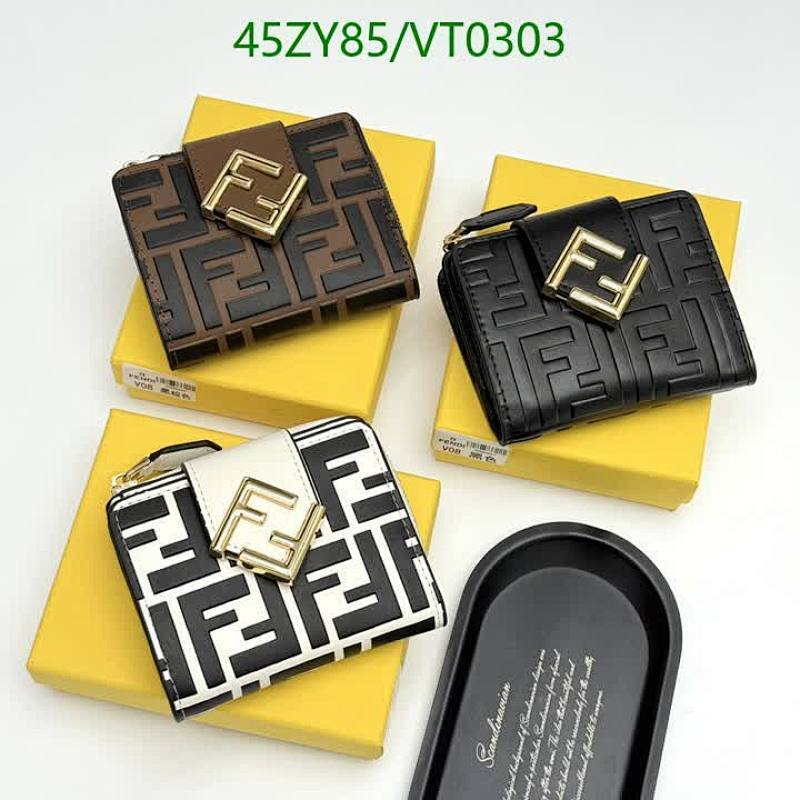 Fendi Compact Bi-Fold Wallet with FF Logo - Stylish Cowhide Leather