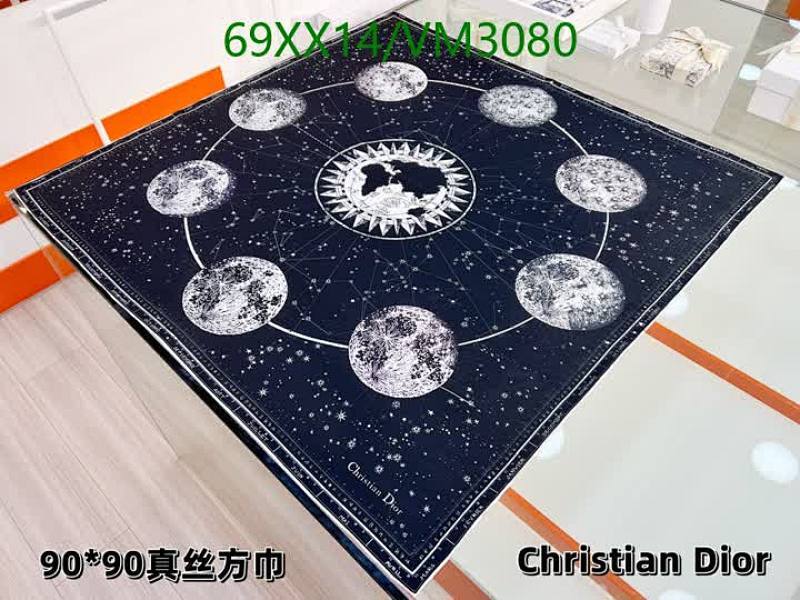 Christian Dior Lunar Phases Silk Scarf - Luxurious 90x90CM Celestial Design