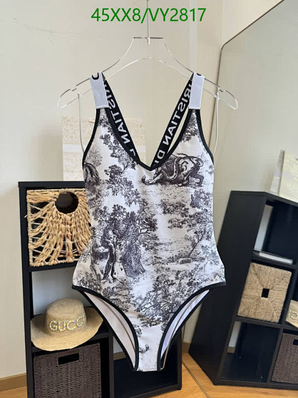 Dior Toile de Jouy One-Piece Swimsuit - Elegant Black and White Design