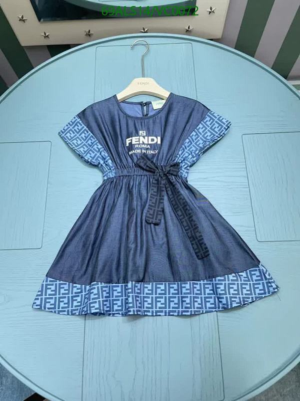 Fendi Kids Girls Denim Fit & Flare Dress with FF Logo