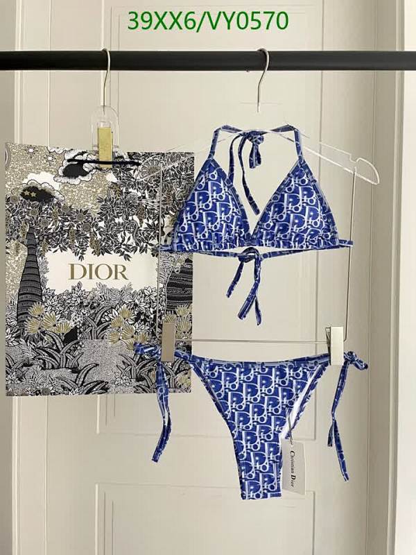 Dior Oblique Bikini Set - Classic Blue Logo Print Two-Piece Swimsuit