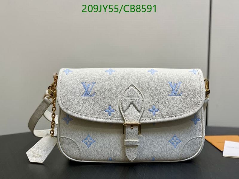 Louis Vuitton Monogram Embossed Leather Shoulder Bag - White/Blue