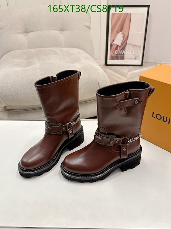 Women's Brown Leather Motorcycle Boots with Chain Detail