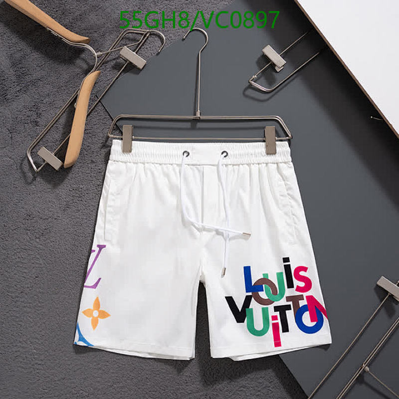 Louis Vuitton Men's Colorful Logo White Beach Shorts - Stylish & Comfortable