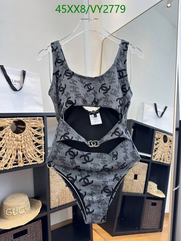 Chanel Monogram One-Piece Swimsuit for Women - Stylish Cut-Out Design