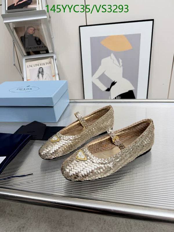 Products 14 Prada Women's Woven Leather Mary Jane Flats - Gold Cowhide & Sheepskin