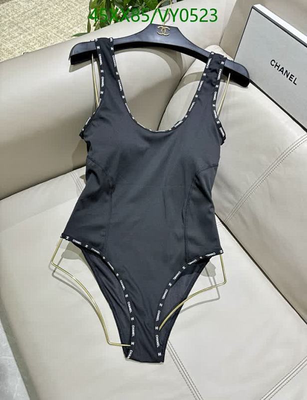 Chanel One-Piece Swimsuit for Women - Elegant Black with Logo Detailing