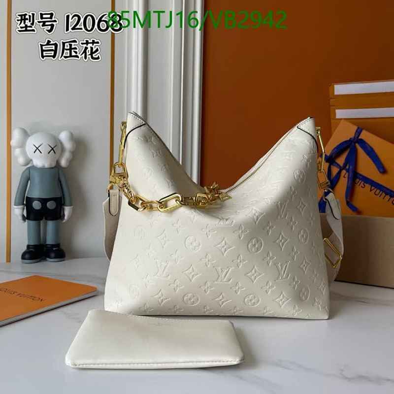 Louis Vuitton Hobo Bag with Chain Strap - White Embossed Genuine Leather