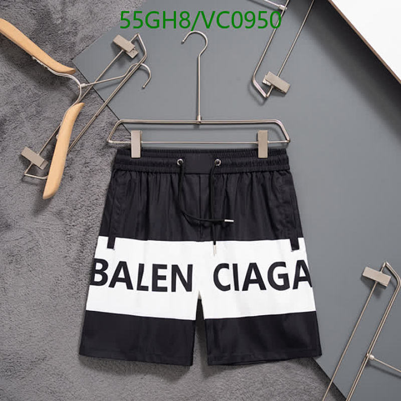Balenciaga Men's Logo Beach Shorts - Stylish Black and White Swim Trunks