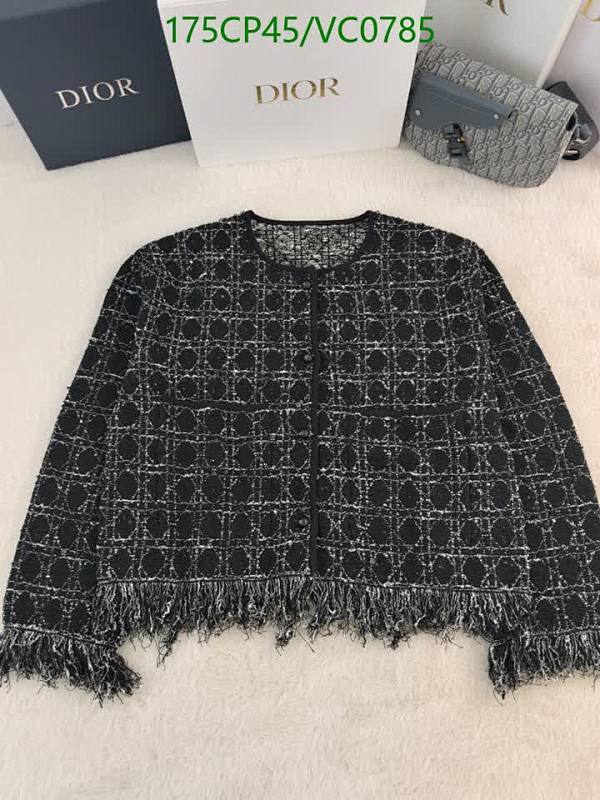 Dior Elegant Black & White Tweed Jacket with Fringed Hem – Classic Style