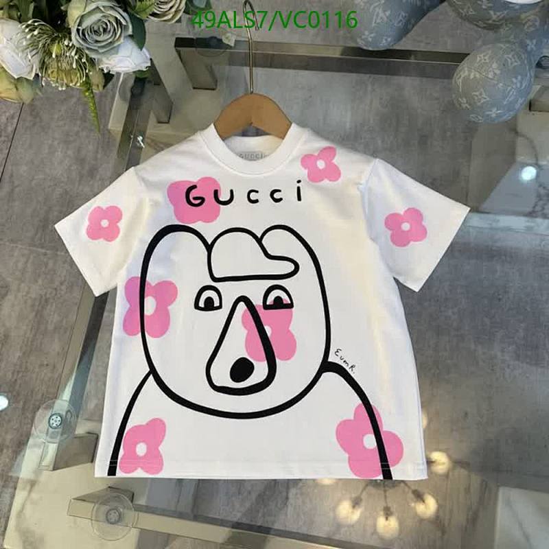 Gucci Kids White Cotton T-Shirt with Bear and Flower Print