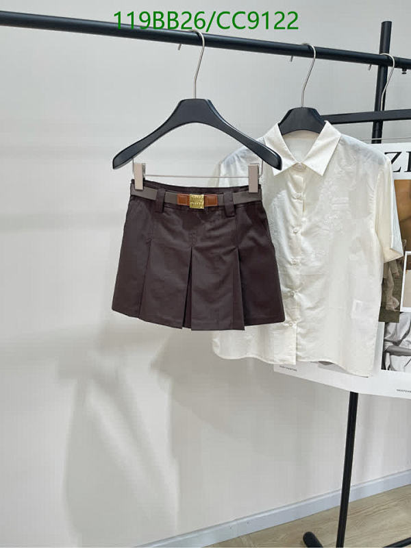 Miu Miu Women's Pleated Mini Skirt with Belt - Stylish Cotton Casual Wear