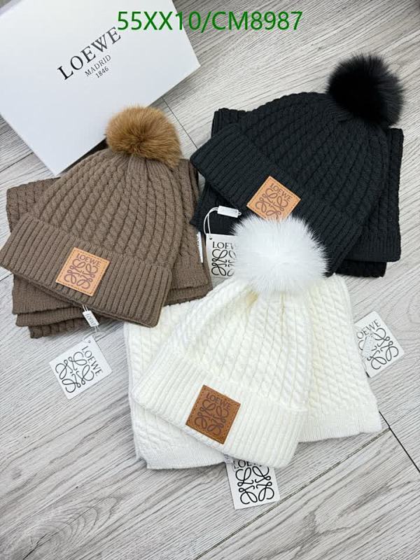Loewe Knitted Pom Pom Winter Hat and Scarf Set