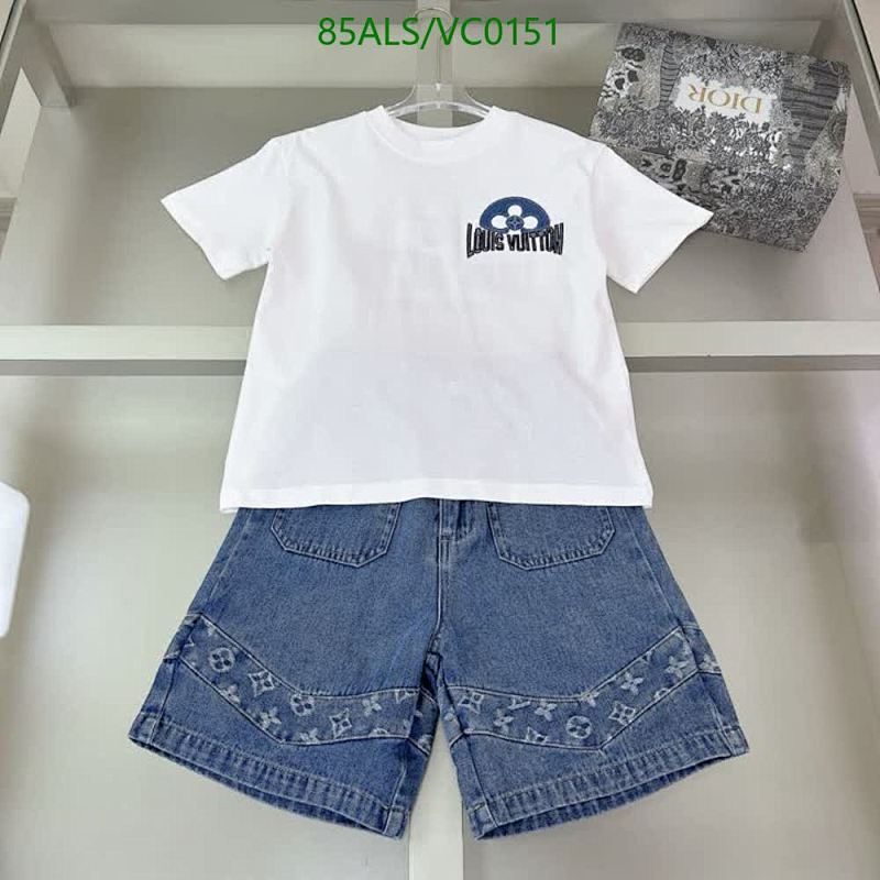 Louis Vuitton Kids White Cotton T-Shirt & Denim Shorts Set