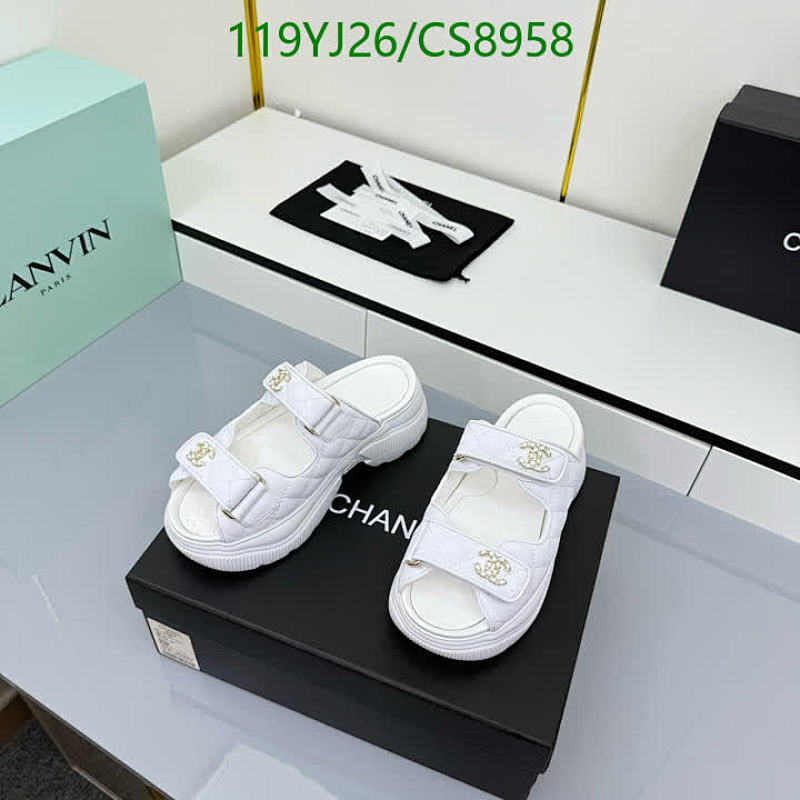 Chanel Women's White Quilted Leather Double Strap Sandals