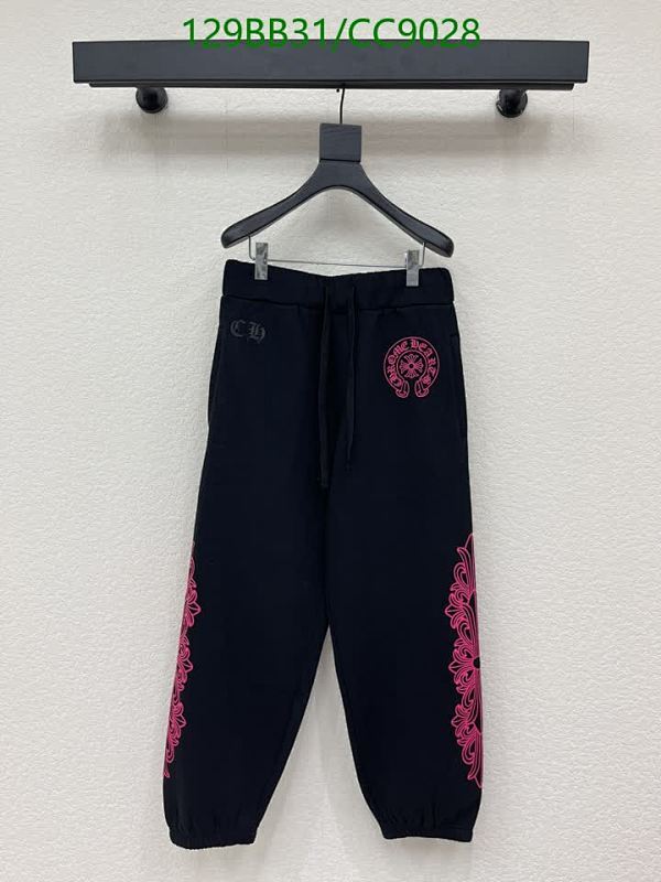 Chrome Hearts Black Cotton Sweatpants with Pink Floral Accents