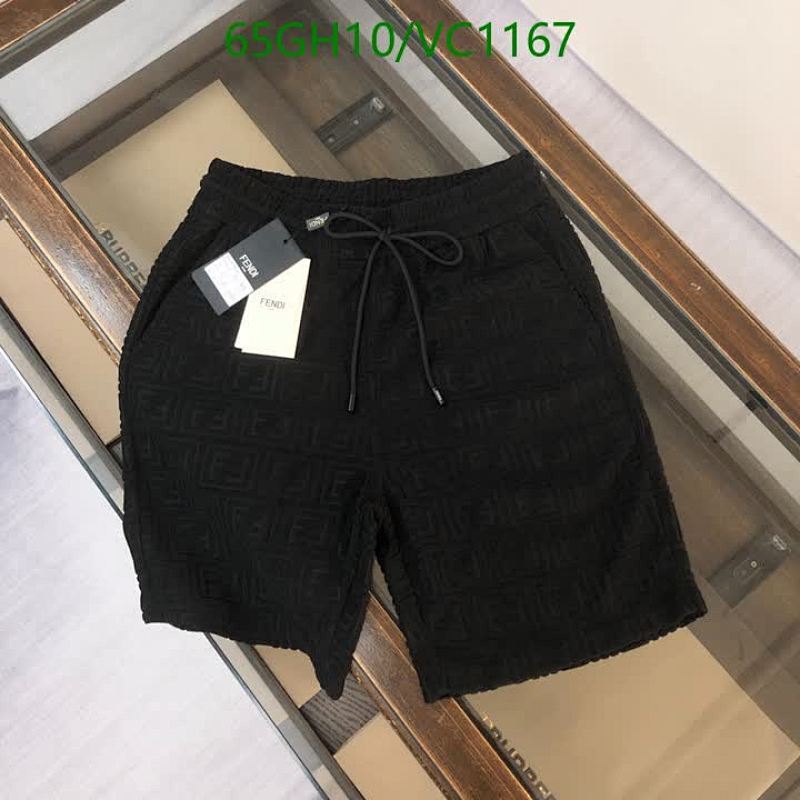 Fendi Men's Black Cotton Beach Shorts with Drawstring Waist