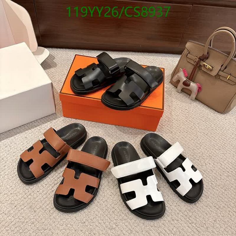 Hermes Unisex Genuine Leather H-Strap Sandals - Comfort & Style